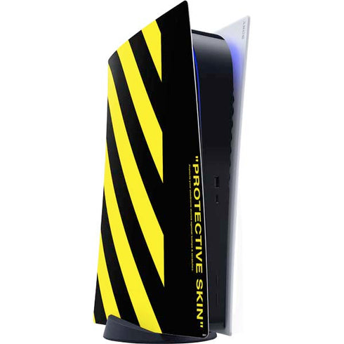 Black and Yellow Stripes PS5 Digital Edition Console Skin